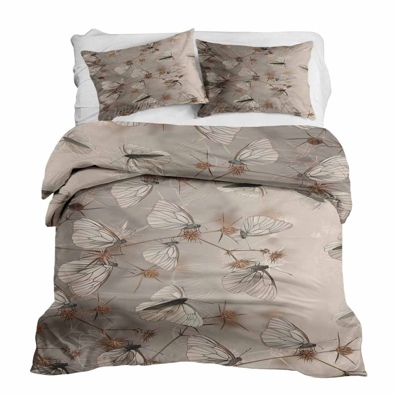 Therapy blanket bedding set, beige with moths.