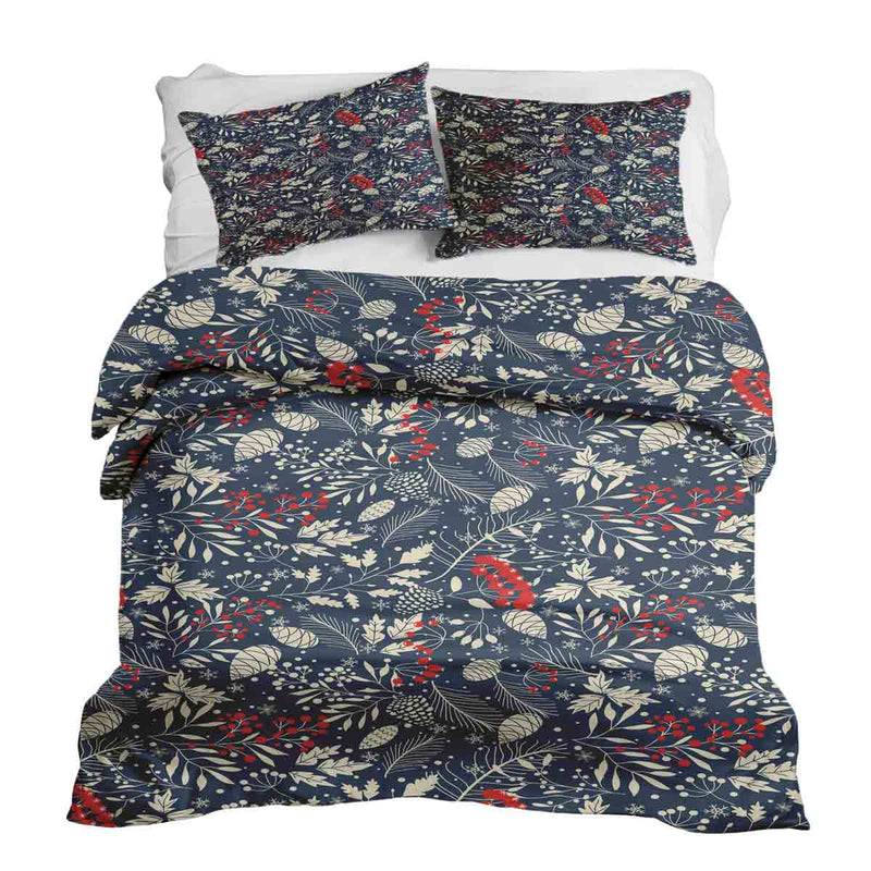 Set di biancheria da letto con coperte terapeutiche e foglie natalizie