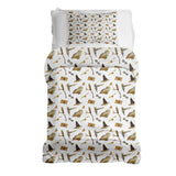 Set de ropa de cama con mantas terapéuticas blancas con búhos