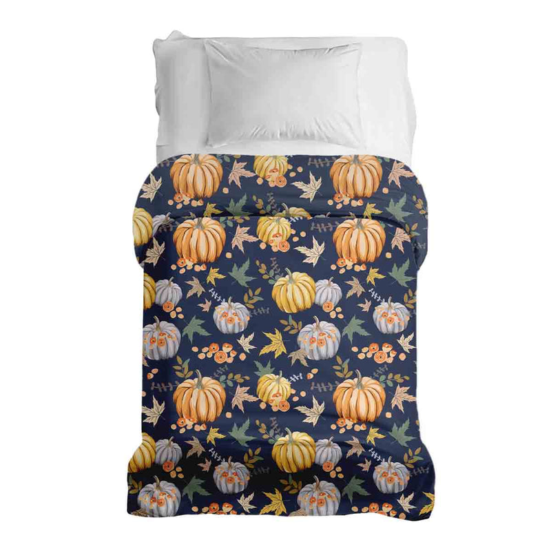 Therapiedekens katoenen hoes blauw met pompoenen