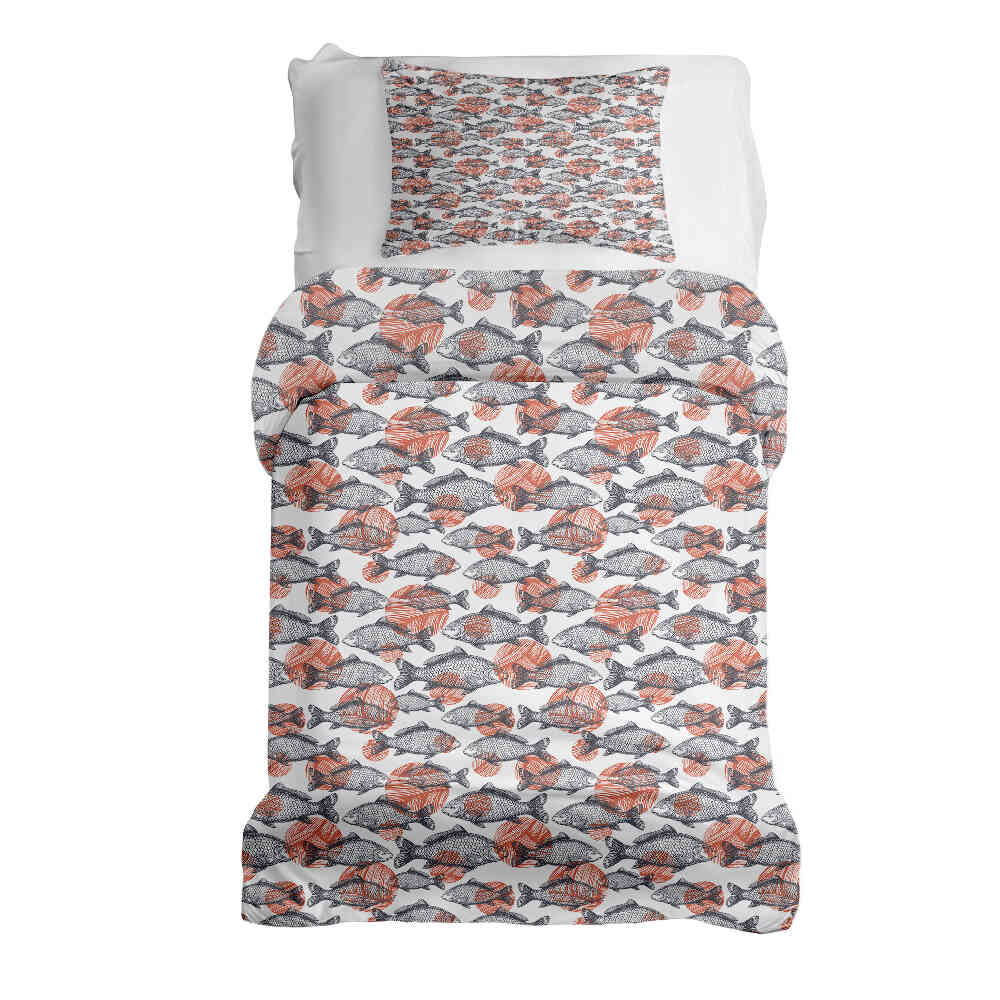 Therapy blankets bedding set gray fish