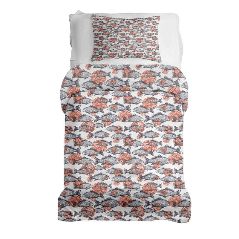 Therapy blanket and bedding set, grey fish.