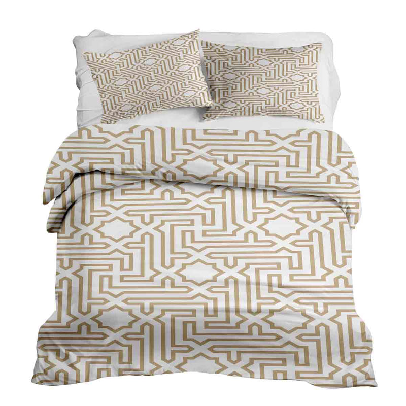 Therapy blankets bedding set beige with shapes