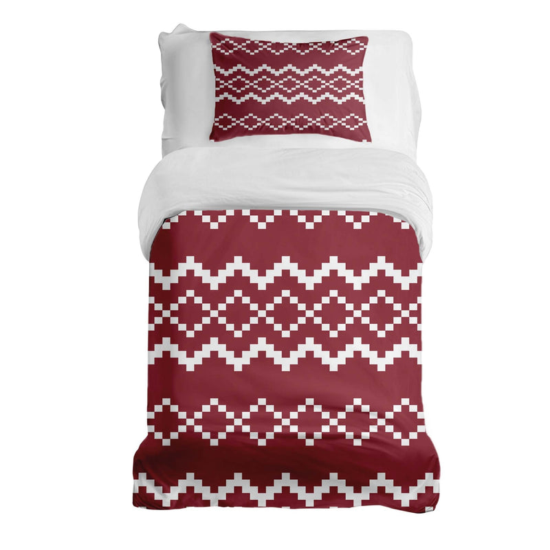 Set de ropa de cama con manta terapéutica y patrón navideño rojo