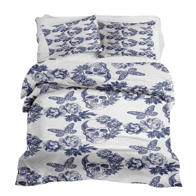 Therapy blankets bedding set, floral skull.