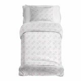 Therapy blanket bedding set, white with circles.