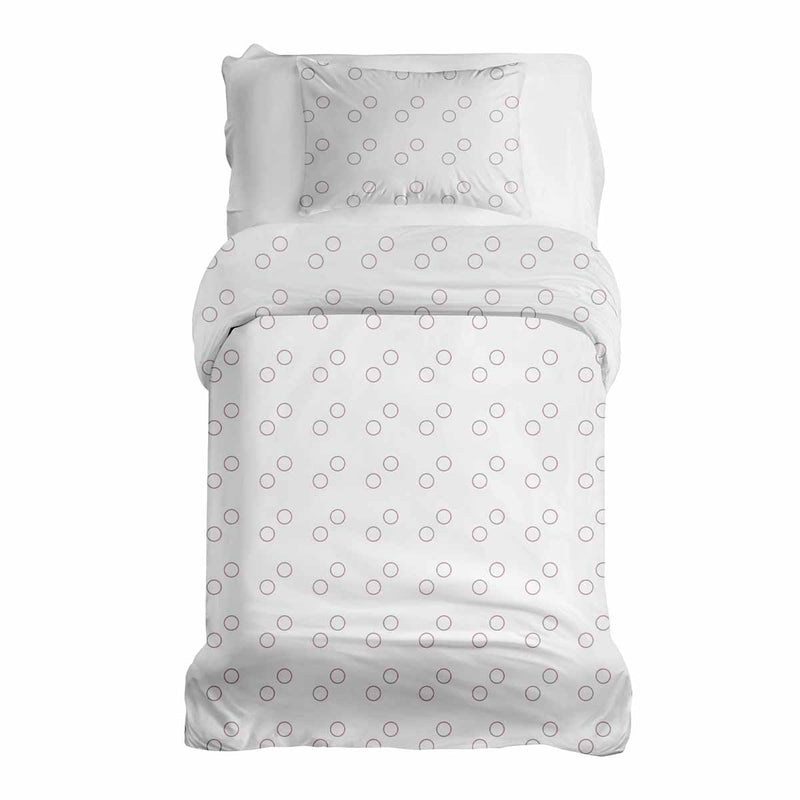 Therapy blanket bedding set, white with circles.