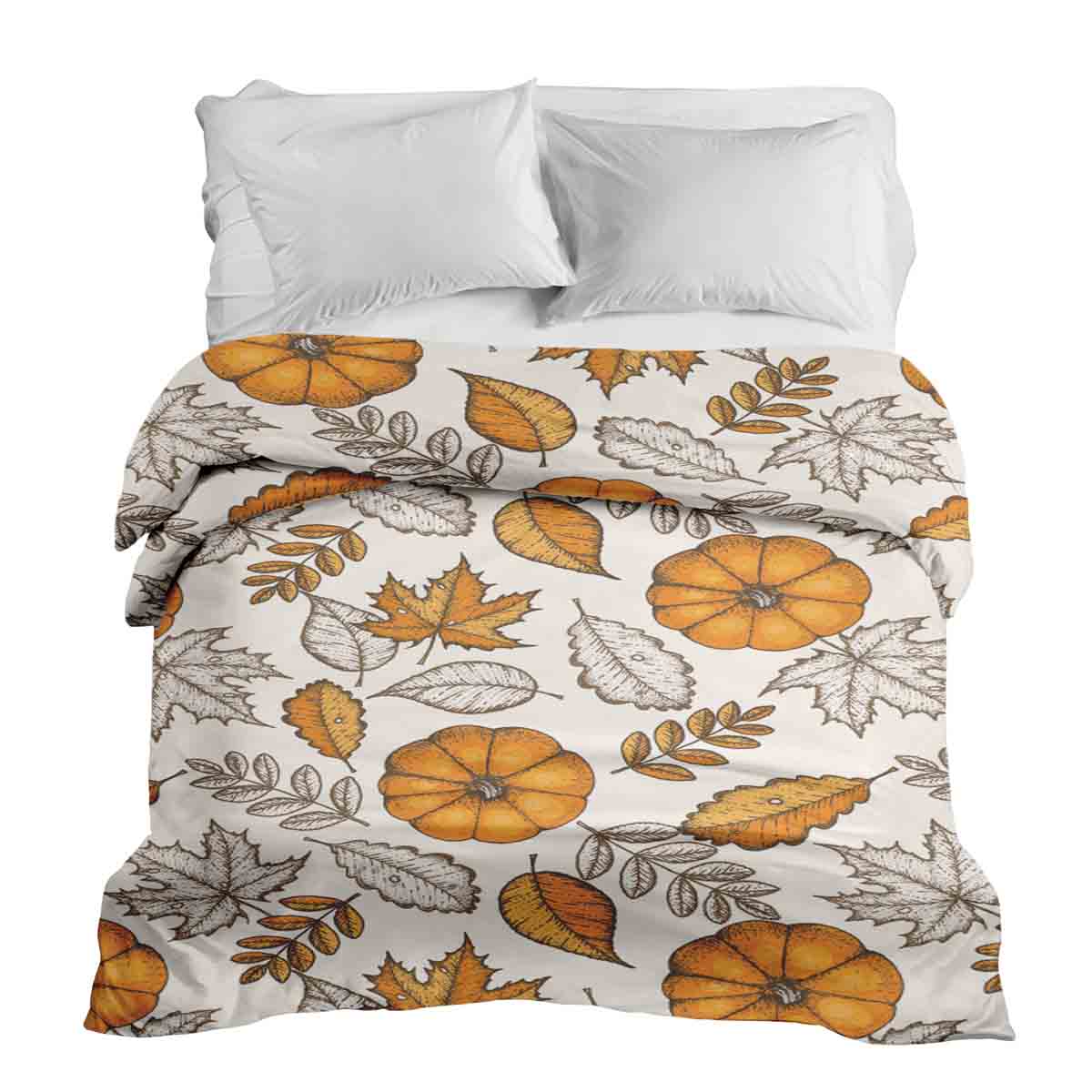 Original therapy blanket - cotton cover white with leaf and pumpkin
