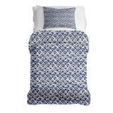 Therapy blanket and bedding set, blue wave pattern.