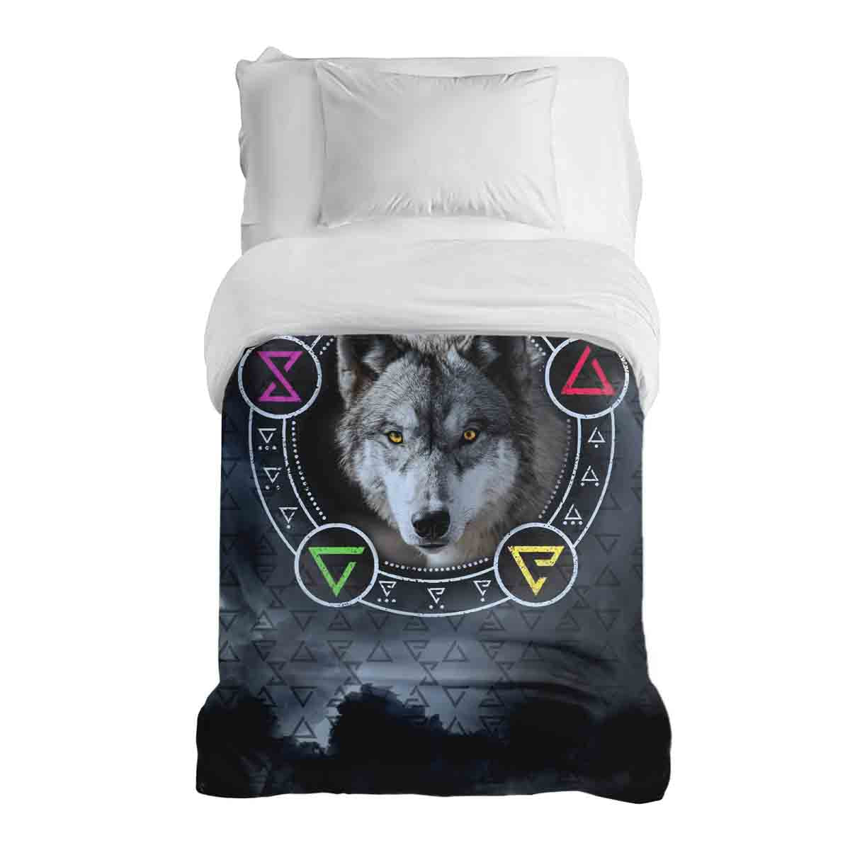 Original therapy blanket - cotton cover gray with wolf