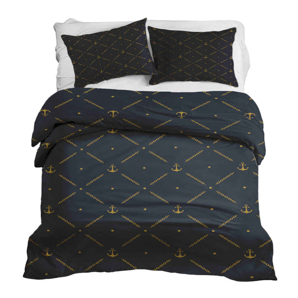 Therapy blanket and bedding set, blue with anchor.