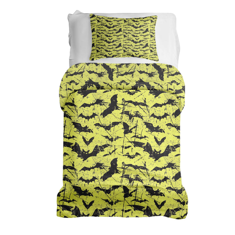 Therapy blanket bedding set, yellow, bat design.