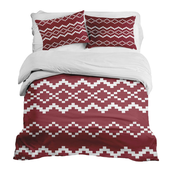 Set de ropa de cama con manta terapéutica y patrón navideño rojo