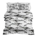Set di biancheria da letto con coperta terapeutica Balena Blu nera
