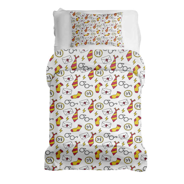 Therapy blanket bedding set, white, magic school.