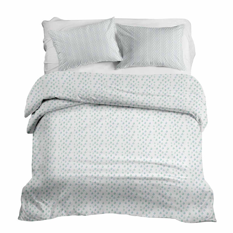 Therapy blanket and bedding set with blue drops.