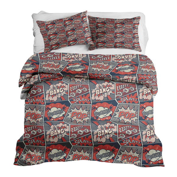 Set de ropa de cama con manta terapéutica roja con cómic