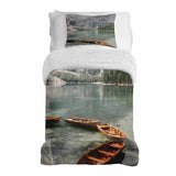 Juego de ropa de cama con manta terapéutica Lago con botes
