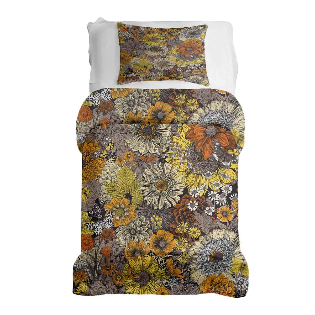 Set di biancheria da letto con coperte terapeutiche fiori gialli