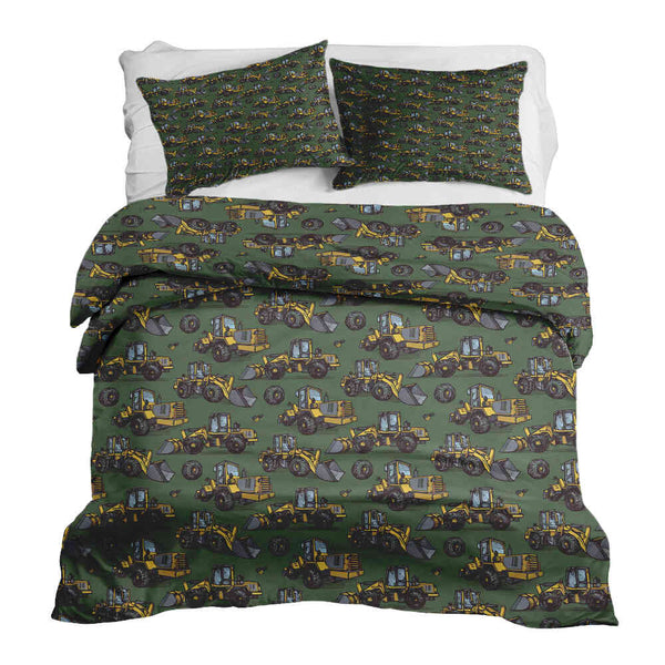 Therapy blanket bedding set, green tractor