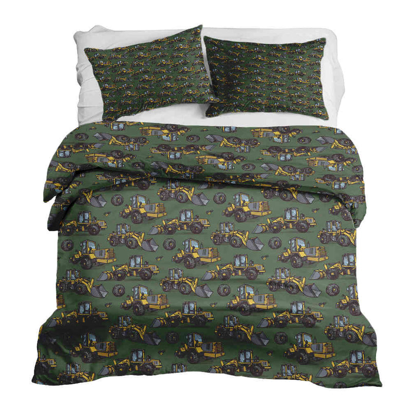 Therapy blanket bedding set, green tractor