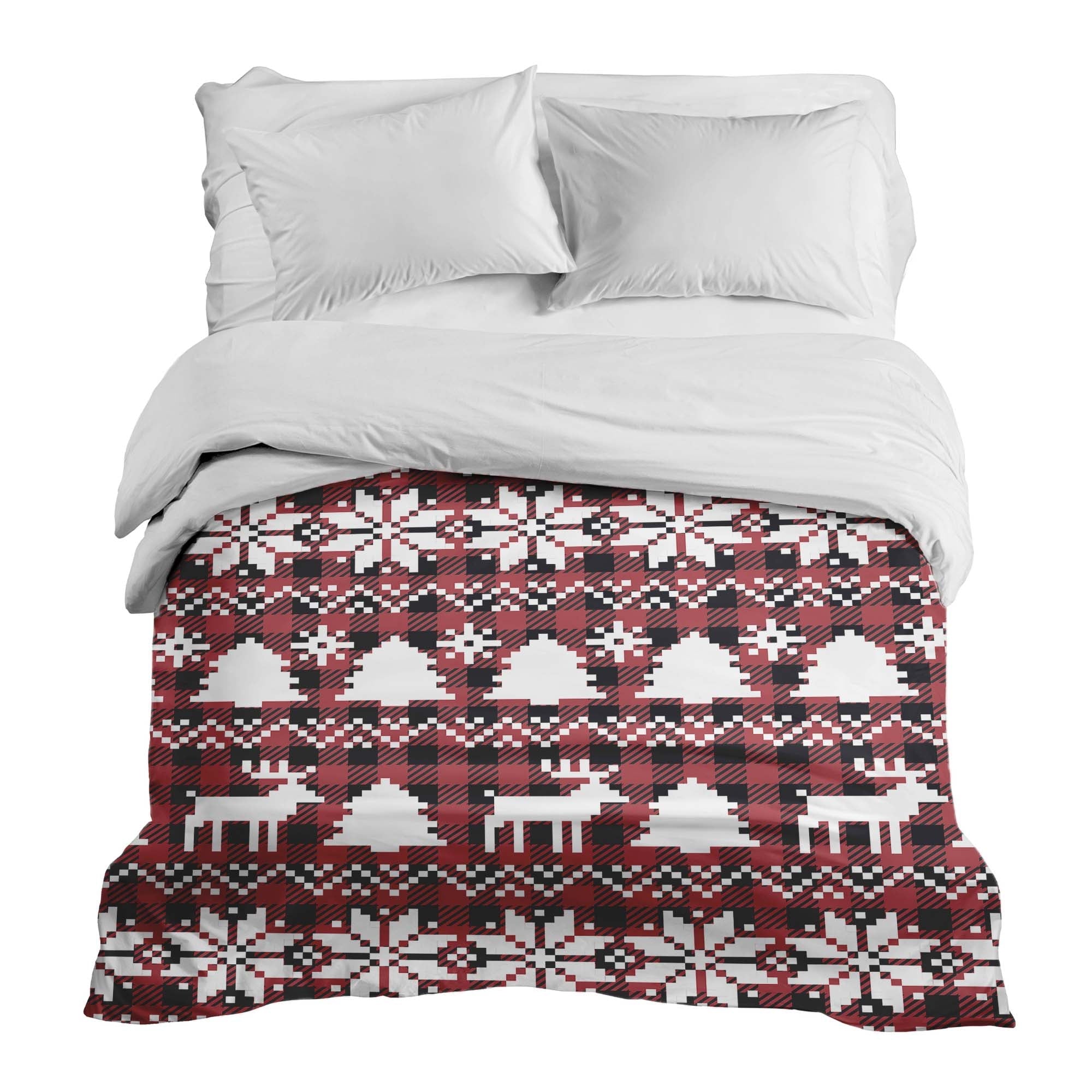 Originele therapiedeken - katoenen hoes met ruitpatroon en kerstmotieven