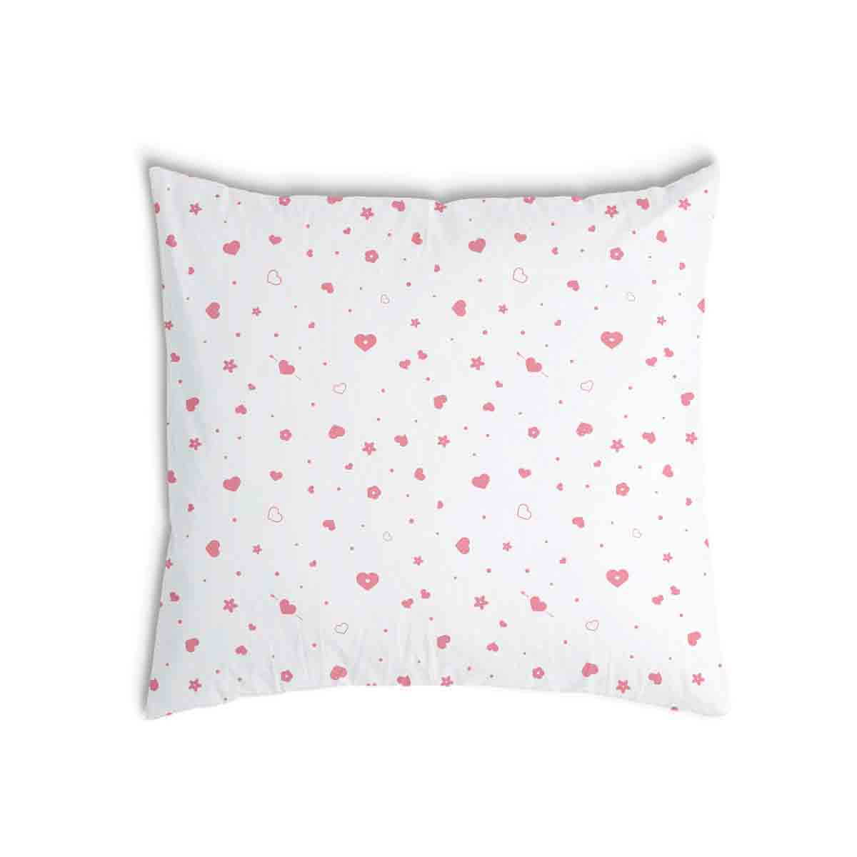 Almohada de salud rosa con corazones y flores