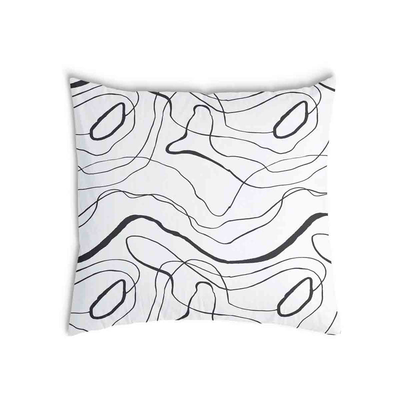 Almohada de salud con líneas serpenteantes negras