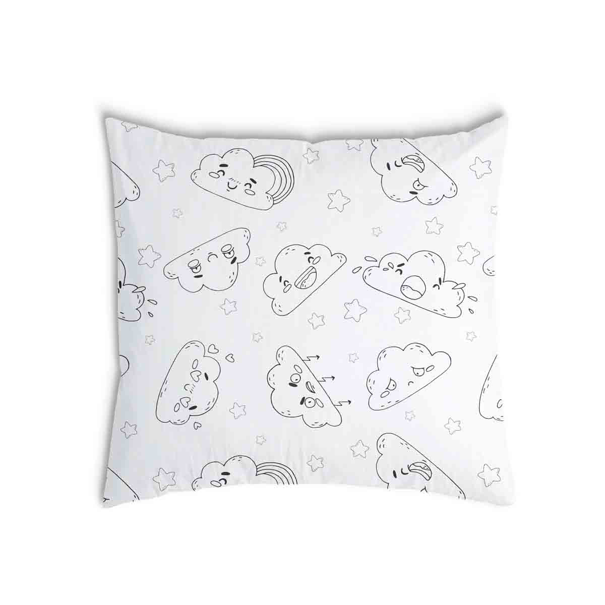 Health pillow white with funny clouds