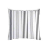 Health pillow, grey with thick and thin stripes.