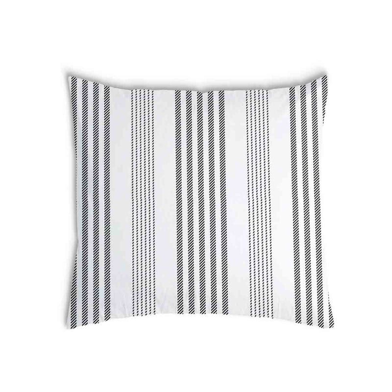 Health pillow, grey with thick and thin stripes.