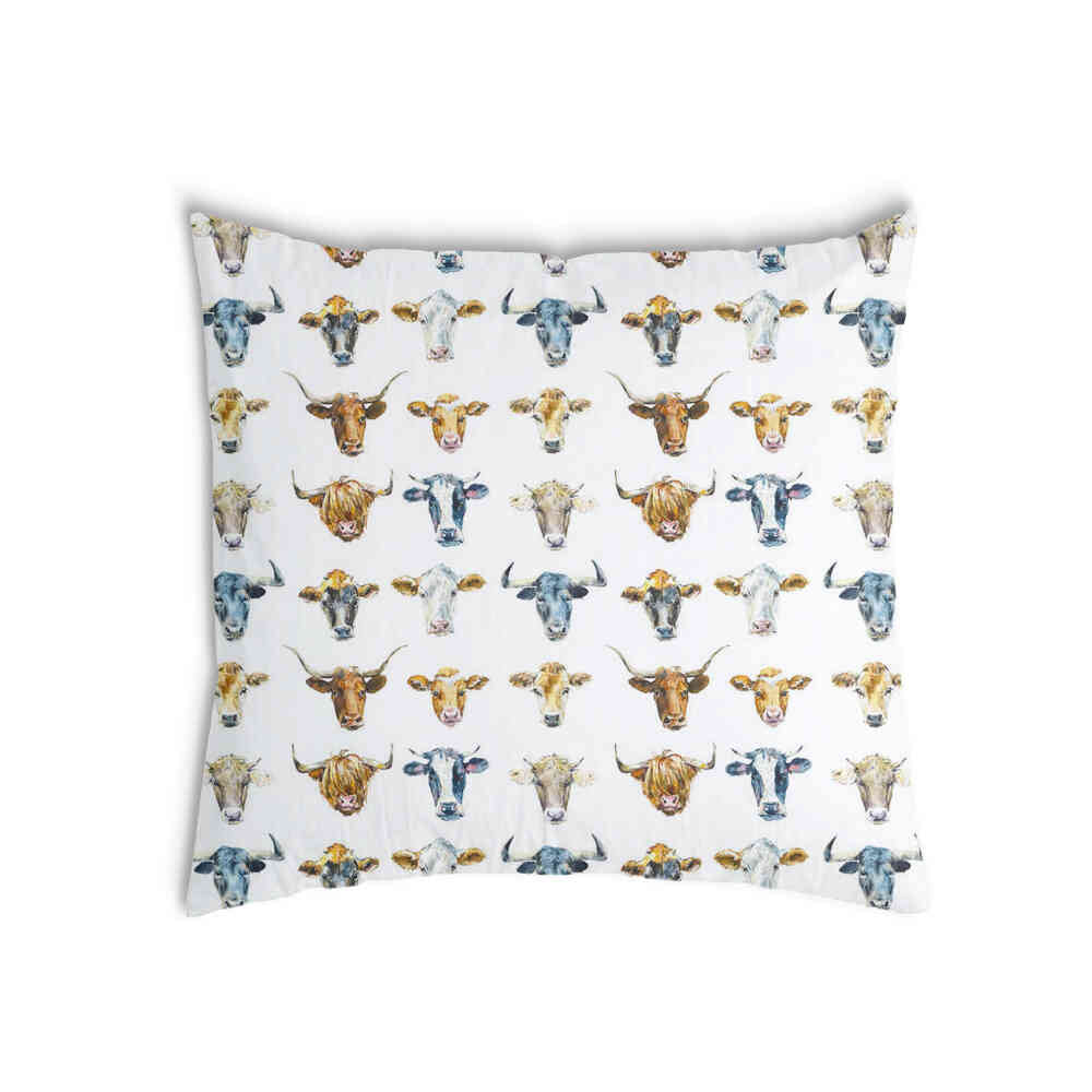 Health pillow white with bull heads