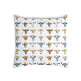 White health pillow with bull heads