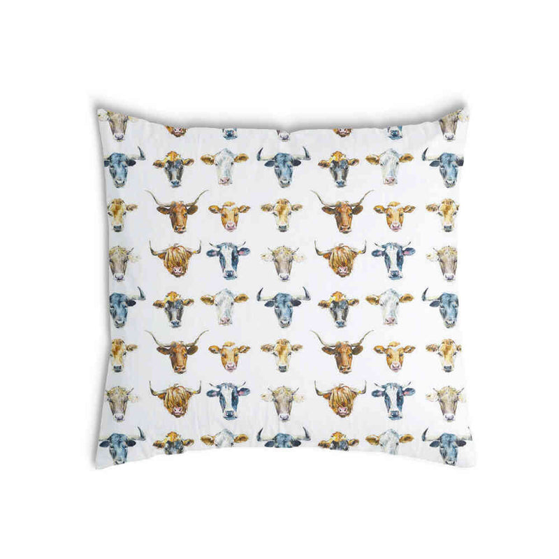White health pillow with bull heads
