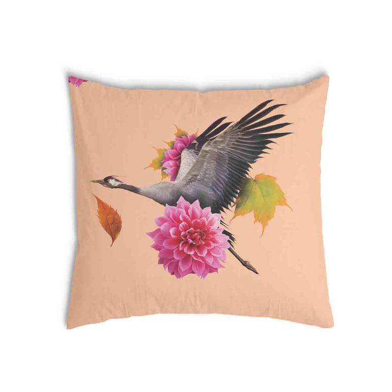 Cuscino salute arancione con gru