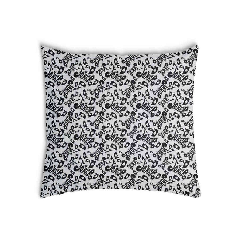 Health pillow with the inscription "Joker" in black.