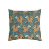 Almohada de salud verde con ardilla
