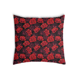 Health pillow, black with red roses.