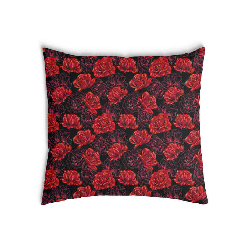 Health pillow, black with red roses.