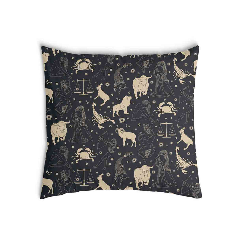 Almohada de salud negra con constelaciones