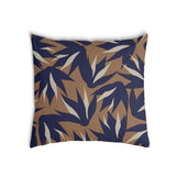 Health pillow, brown with blue leaves.
