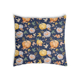 Almohada de salud azul con calabazas