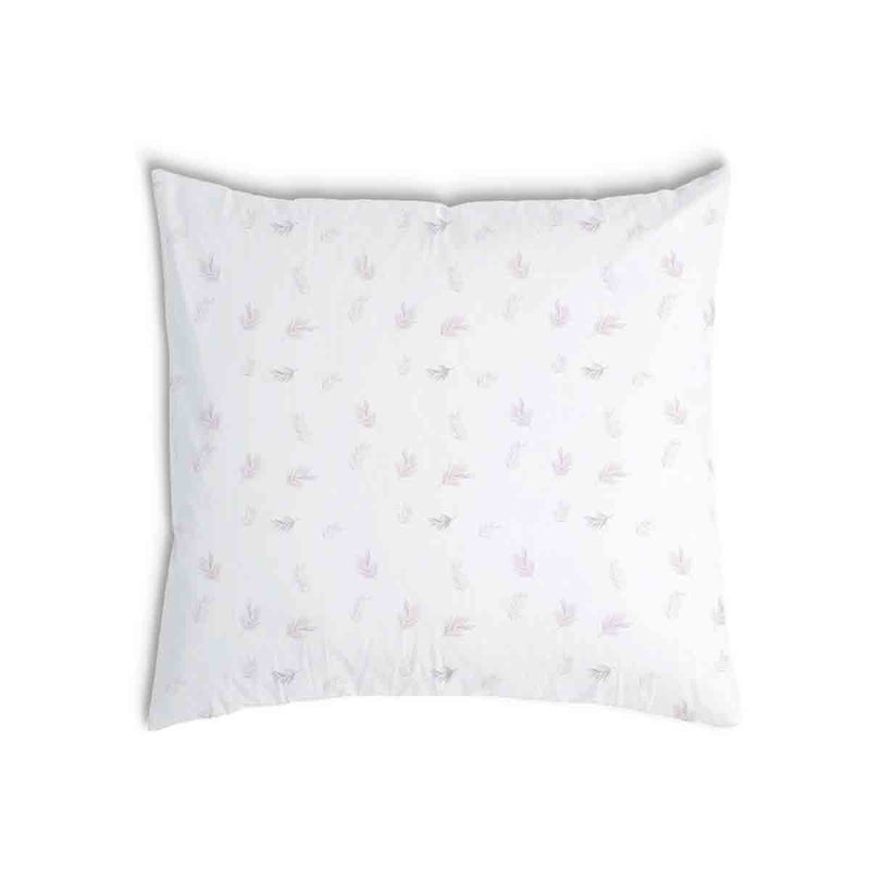 Almohada de salud blanca con ramas rosas