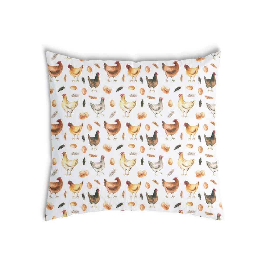 Health pillow white with chickens