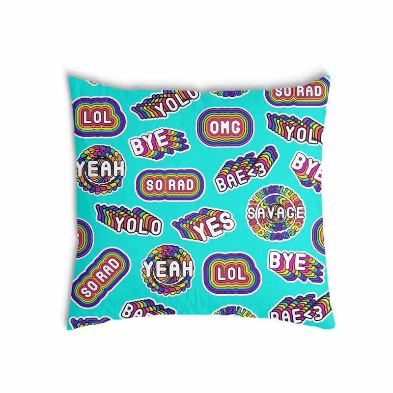 Turquoise health pillow with sayings