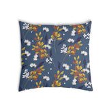 Almohada de salud azul con ramo de flores