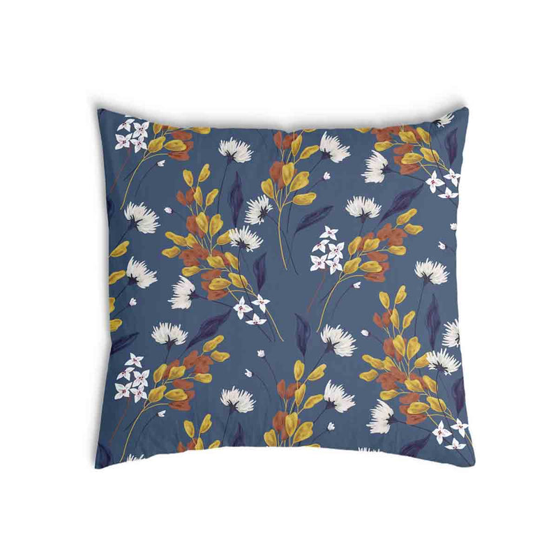 Almohada de salud azul con ramo de flores
