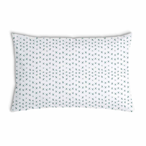 Health pillow, white with green crosses.