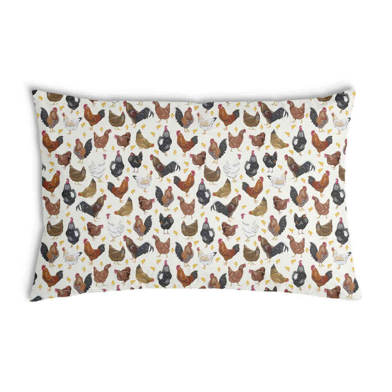 White health pillow with many chickens