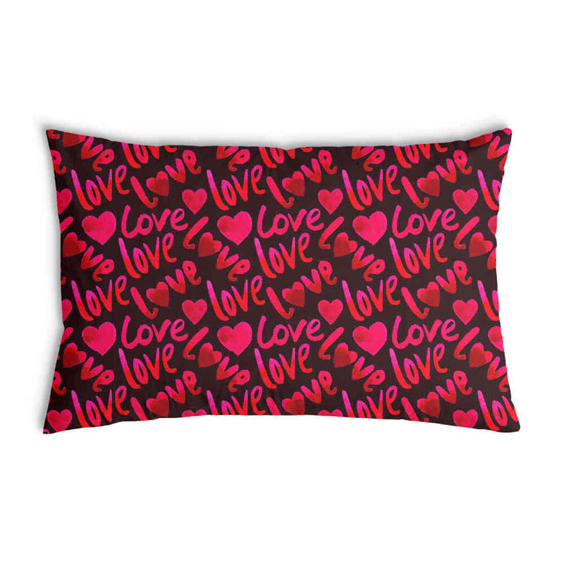 Health pillow, black with the word "Love"